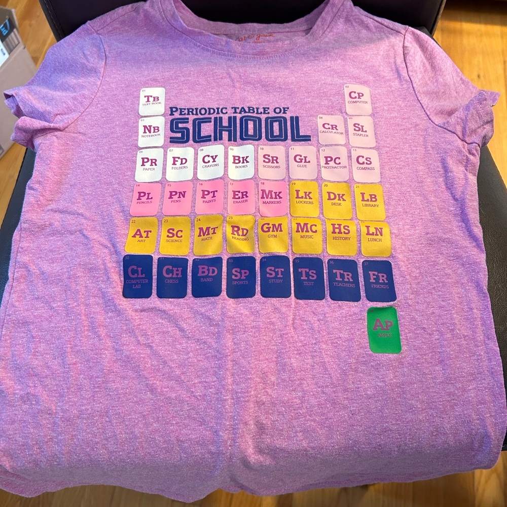 Cat & Jack school Periodic Table T-shirt.